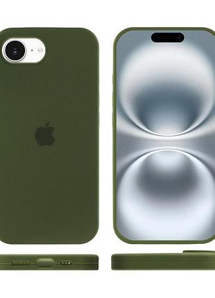Чохол silicone case full protective (aa) для apple iphone 16e (6.1") зелений / dark olive 3