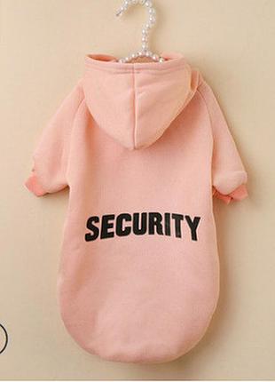 Розовый худи security на флисе для собак 3xl