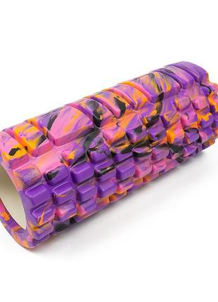 Массажный ролик easyfit grid roller 33 см v.1.1 multi фиолетовый
