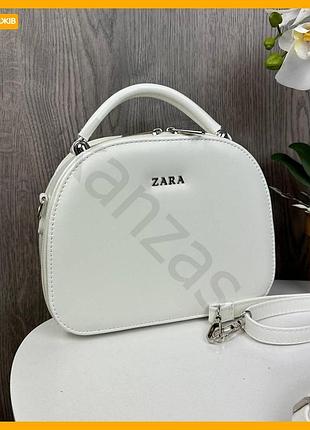 Женская мини сумочка клатч zara из экокожи белая стильная сумка на плечо для повседневного использования