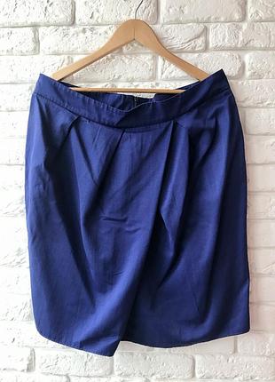Синя спідниця з драпіруванням ( 18 розмір)