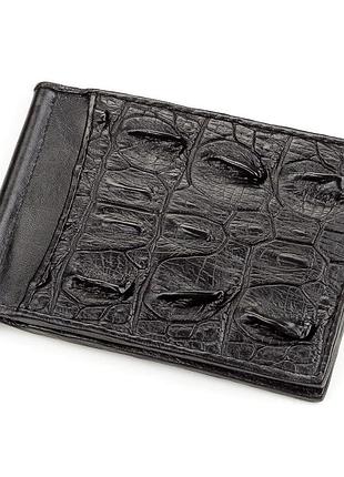 Затискач crocodile leather 18169 з натуральної шкіри крокодила чорний