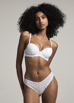 Комплект спідньої білизни білий victoria’s secret бюстгальтер 34b (75b), трусики бразиліана s. вікторія сікрет