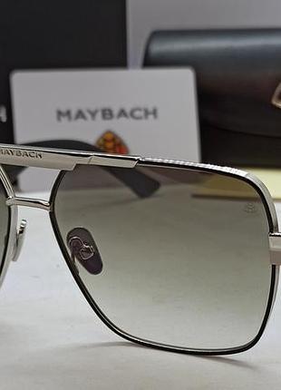 Maybach the king очки унисекс солнцезащитные брендовые серо зеленый градиент в серебристом металле в упаковке