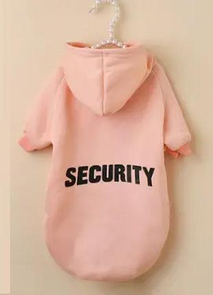Розовый худи security на флисе для собак s
