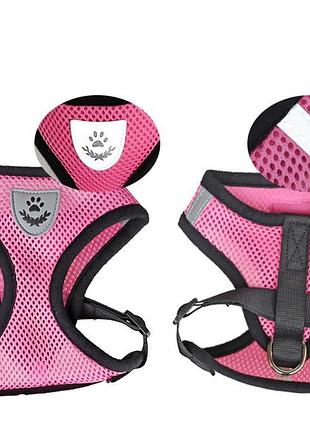 Шлейка для котов и кошек с поводком pet style "сетка" розовая xl