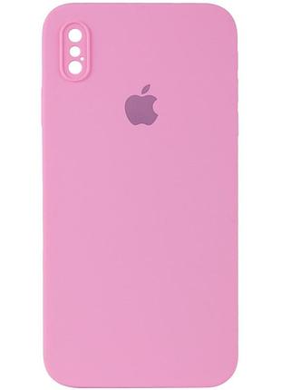Чохол silicone case square full camera protective (aa) для apple iphone xs max (6.5") рожевий / light pink