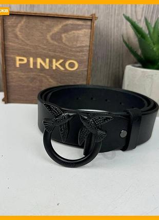 Кожаный женский ремень pinko натуральная кожа черный пояс для женщин классический стильный аксессуар