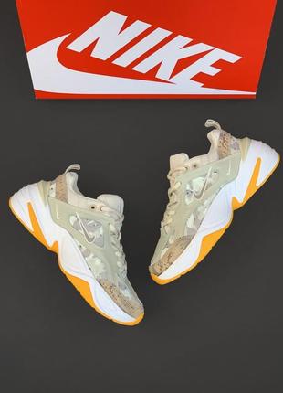 Женские кроссовки nike m2k tekno biege/orange