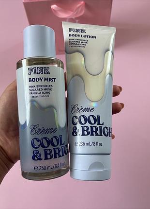 Парфумований набір косметики victoria's secret pink crème cool & bright | міст та лосьйон