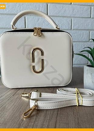 Стильна жіноча міні сумочка через плече marc jacobs каркасна чорна біла екошкіряна сумка для повсякденного використання