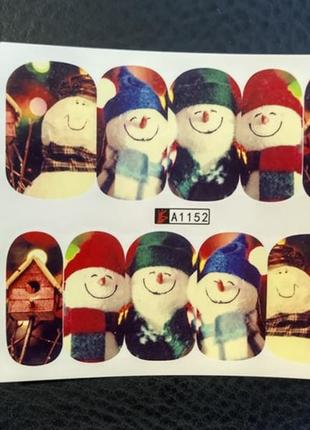 Наклейки слайдеры для дизайна ногтей маникюра педикюра новогодние