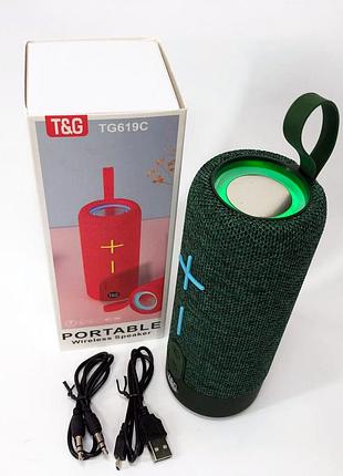Портативная bluetooth колонка tg619c fm-радио usb/tf с ремешком, колонка с аккумулятором. fq-583 цвет: зеленый