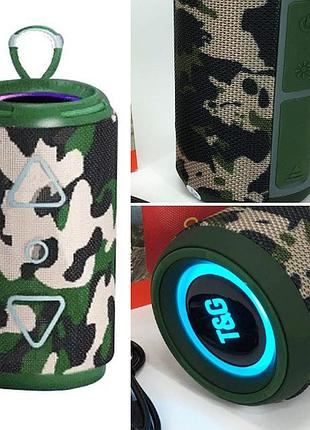Акумуляторна bluetooth колонка tg656 камуфляжна fm радіо портативна з підсвіткою бездротова блютуз потужна