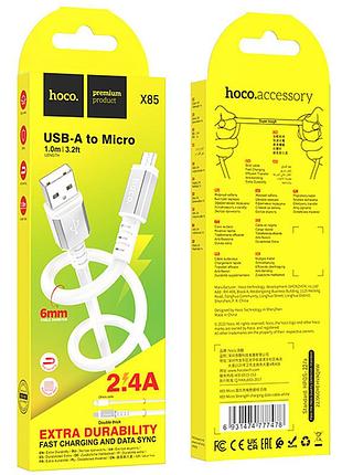 Дата кабель hoco x85 strength usb to microusb (1m) white 4