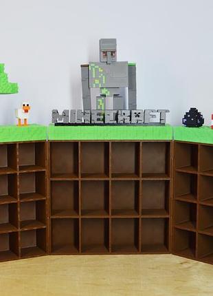 Поличка для фігурок minecraft із kinder joy майнкрафт