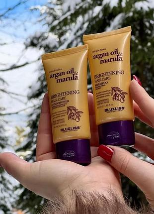 Тревел-набор для блеска волос luxliss brightening hair care: шампунь 40 мл + бальзам 40мл