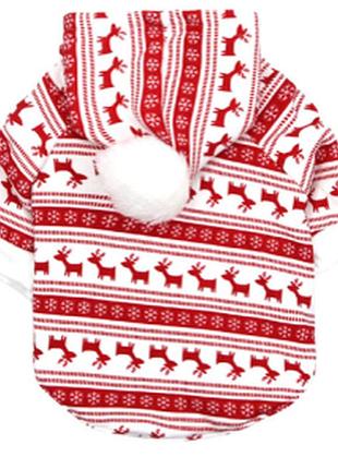 Новогоднее худи для котов и кошек pet style "олень" красное l
