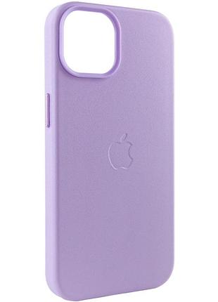Кожаный чехол leather case (aa plus) with magsafe для apple iphone 14 (6.1") elegant purple 4