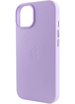 Кожаный чехол leather case (aa plus) with magsafe для apple iphone 14 (6.1") elegant purple 6