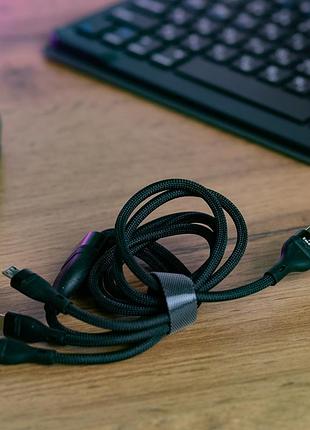Кабель smartx 3-in-1 charging data cable usb-a to microusb/usb-c/lightning кабель для зарядки 3 в 1