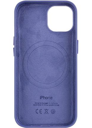 Кожаный чехол leather case (aa plus) with magsafe для apple iphone 14 (6.1") wisteria 2