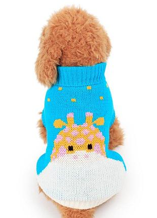 В'язаний акриловий светр для котів pet style "блакитний жираф" l