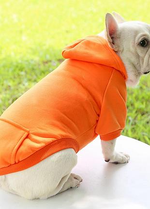 Толстовка с карманом для котов и кошек pet style "однотон" оранжевая xl