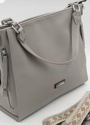 Сумкс женская приличная удобная серая diana bag collection