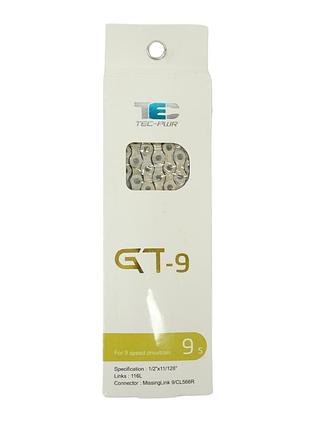 Цепь tec gt-9 116 звеньев 9 ск. с замком, grey (cha-397)