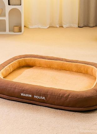 Лежанка для собак pet style "warm house" коричневая 65х50
