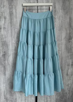 Довга ярусна шовкова спідниця шовк laura ashley длинная ярусная шелковая юбка шелк
