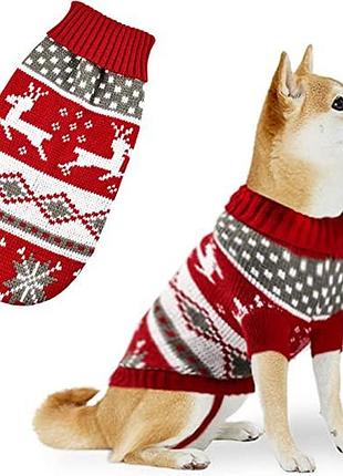 Вязаный акриловый свитер для котов и кошек pet style "красный олень" 2xl