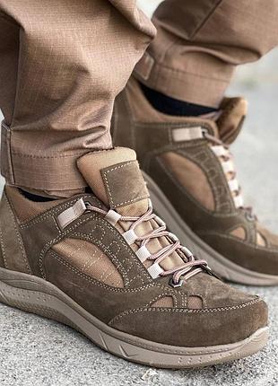 Тактичні зимові шкіряні кросівки вставка cordura 1000d хутро 47-48 р койот