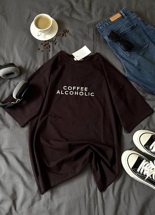 Жіноча футболка з вишивкою coffee alcoholic