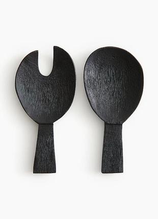 Сервировочные ложки для салата h&amp;m home, черные ложки для салата из древесины манго h&amp;m