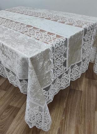 Скатертина велюр acme tekstil 110x160 charment cappucino pvs