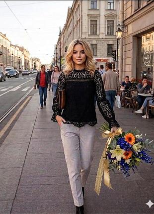 Блуза женская кружевная бренда 
"river island", uk 8, поліестер.