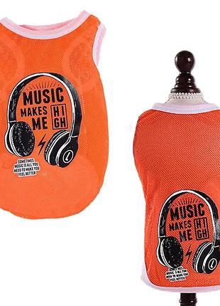 Майка для котов и кошек pet style "music" оранжевая m