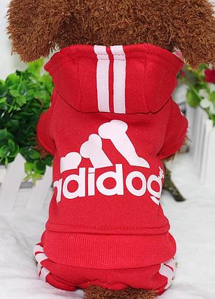 Спортивний костюм для котів pet style "adidog" червоний 2xl