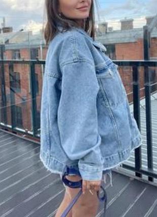 Трендовая джинсовка oversize с необработанным краем, 100% деним, размер s/l