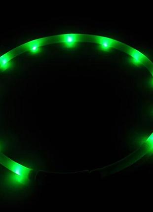 Led ошейник светодиодный для котов и кошек с usb зарядкой 50-70 см зеленый