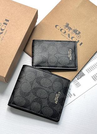 Чоловіче брендове портмоне з картхолдером coach (1381) grey