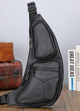 Чоловіча шкіряна бананка, барсетка, сумка, слінг leather collection (5064)
