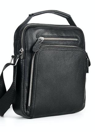 Чоловіча сумка через плече leather collection (5033) шкіряна чорна
