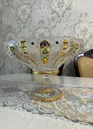Ваза для фруктов хрустальная