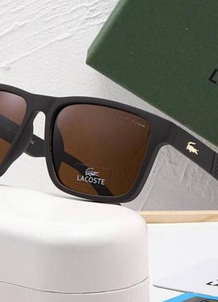 Брендові чоловічі окуляри від сонця lacoste з поляризацією (69044) коричневі