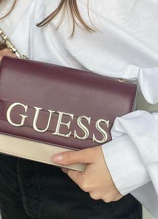 Женская сумка на плечо guess (w800ss) бордовая