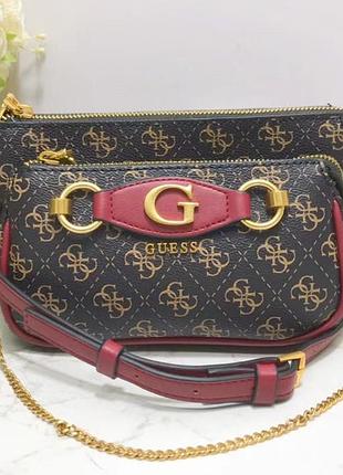 Жіноча сумочка з органайзером на плече guess (865470) коричнева
