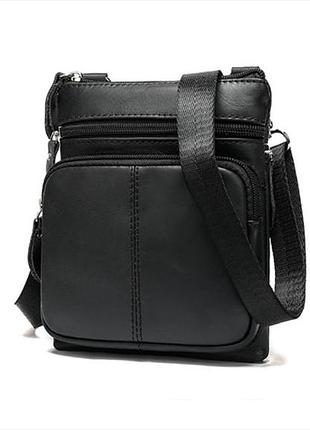 Маленькая мужская кожаная сумка leather collection (5042) black